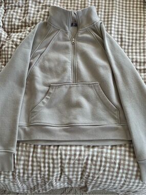 Danskin Taupe Half-Zip Sherpa Lined Pullover